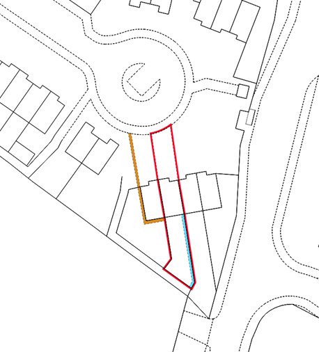 Figure 2: Red,brown and blue edging around 2 units on a residental cadastral map