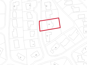 A cadastral map that shows a red edge around the unit on a title plan  